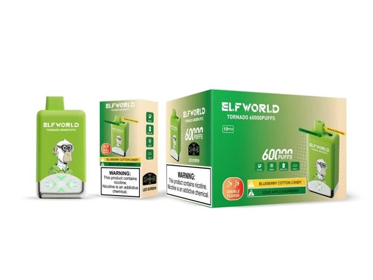 E40-【Blueberry-Cotton-Candy+Sour-Apple-Raspberry】ELFWORLD TORNADO 60000 E40-【Blueberry-Cotton-Candy+Sour-Apple-Raspberry】ELFWORLD TORNADO 60000