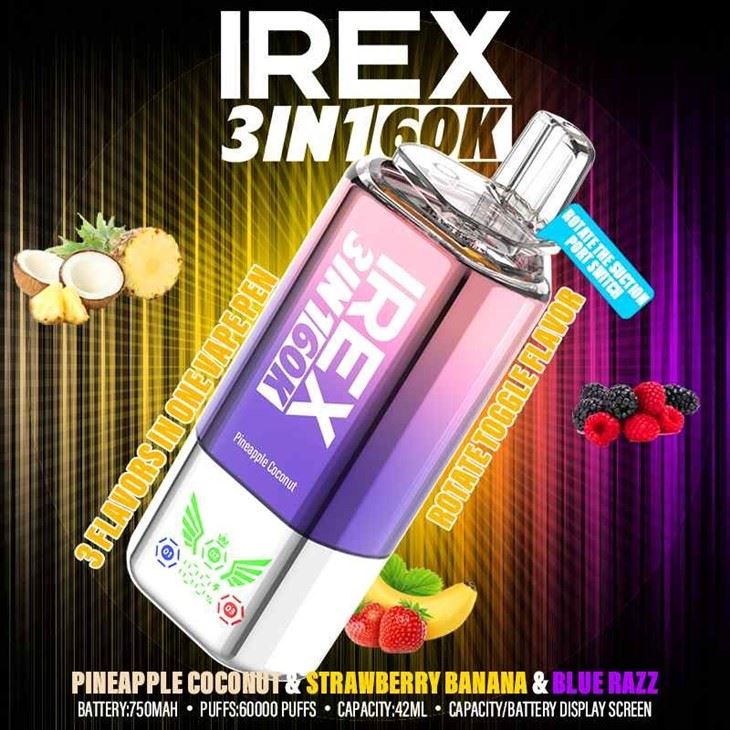 Pineapple coconut & Strawberry banana & Blue razz_IREX 3in1 60000 Pineapple coconut & Strawberry banana & Blue razz_IREX 3in1 60000