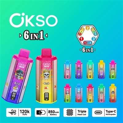 OKSO 120000 6in1: উচ্চ-এন্ড সিক্স--এক ডিসপোজেবল ই-সিগারেটের একটি ব্যাপক বিশ্ল...
