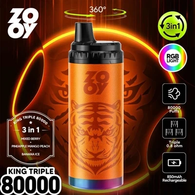 ZOOY KING 3-in-1 80000 পাফ ডিসপোজেবল ই-সিগারেট: উচ্চ ক্ষমতা, একাধিক স্বাদ এবং...