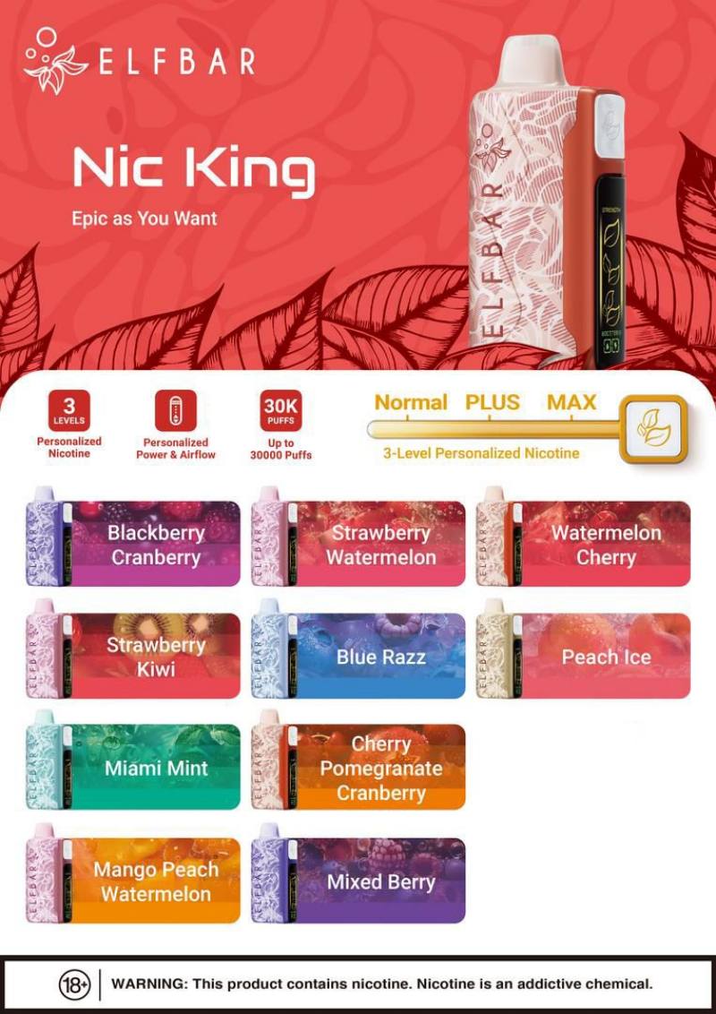 ELFBAR Nic King 30000 taste list ELFBAR Nic King 30000 taste list